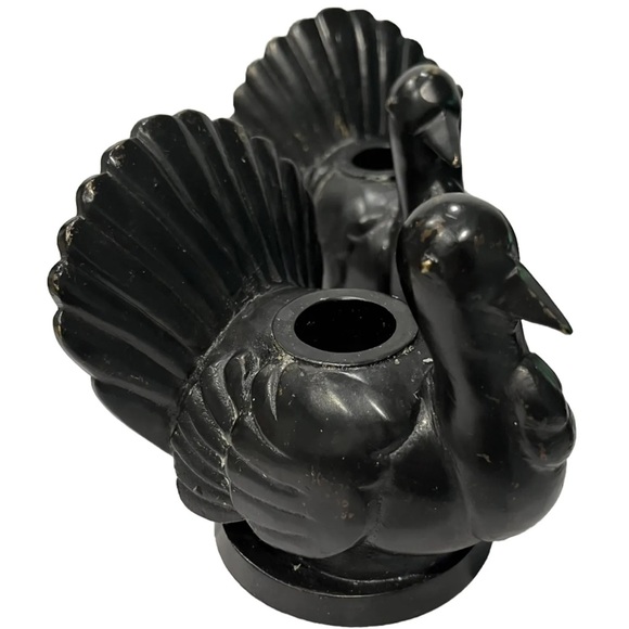 POTTERY BARN Turkey Tapered Candle Holders Thanksgiving Decor - Picture 3 of 9